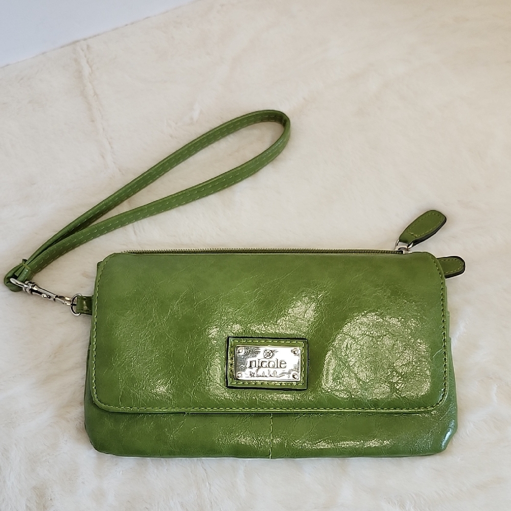 Nicole Miller Y2K Avocado Green Wallet Wristlet